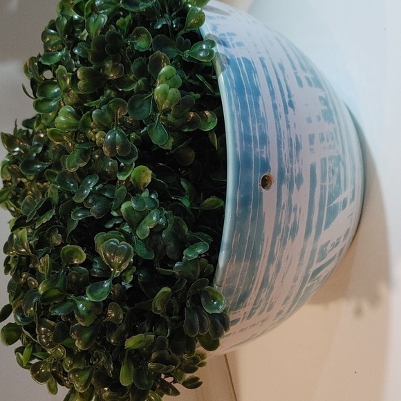 Ceramic Bowl/Planter Tye Die Teal  & White 7.5" x 4" EUC - Picture 6 of 12